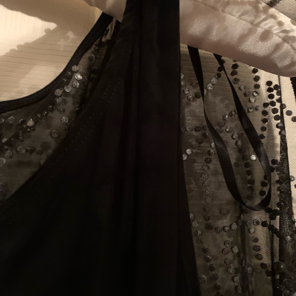 MSK Women's New Asymmetrical  PL Beaded & pearl like Overlay …Gown in black 😎 - Picture 11 of 11